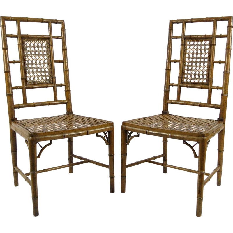 Paire de chaises vintage en faux bambou, 1970