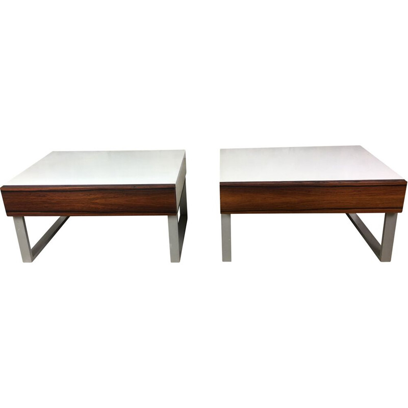 Pair of vintage night stands in melamine and rosewood by Interlübke, 1970