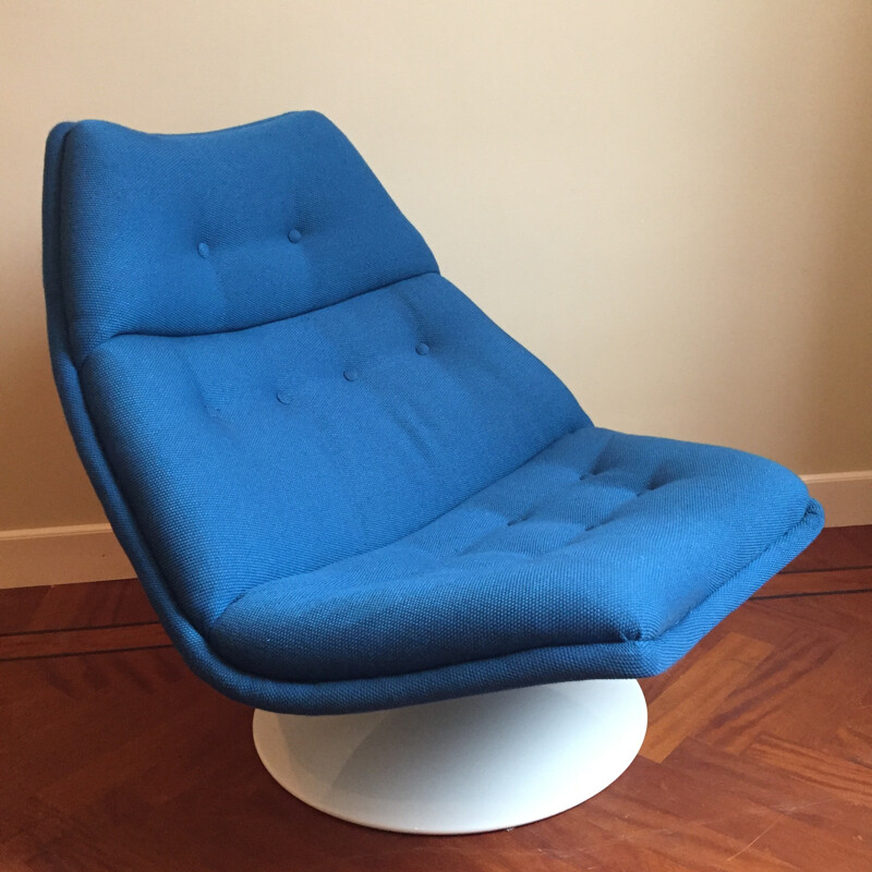 Artifort "F510" lounge chair in blue fabric, Geoffrey HARCOURT - 1960s