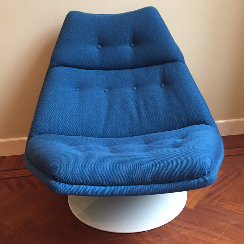 Artifort "F510" lounge chair in blue fabric, Geoffrey HARCOURT - 1960s