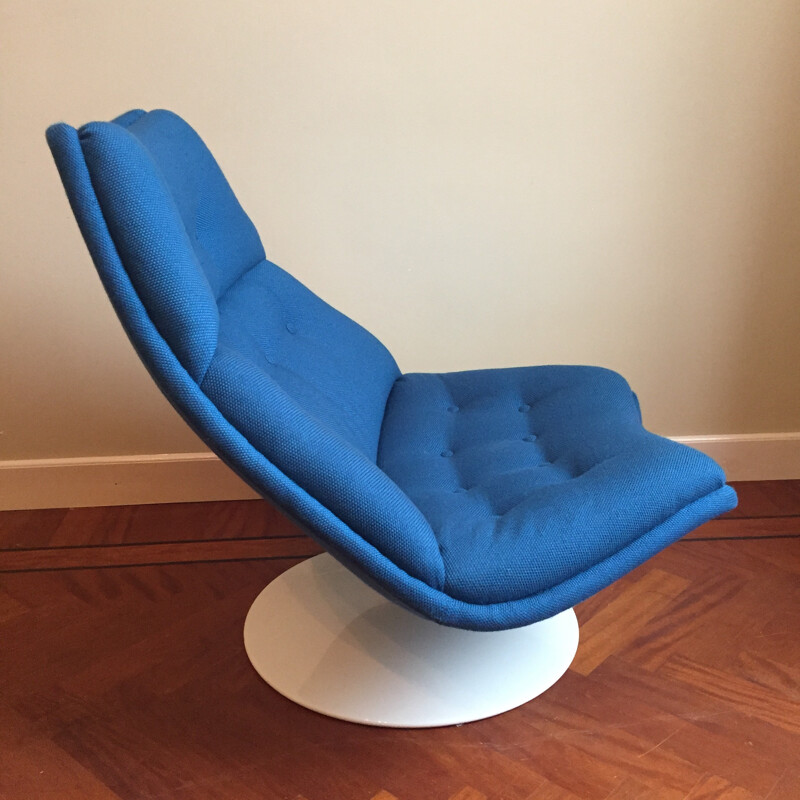 Artifort "F510" lounge chair in blue fabric, Geoffrey HARCOURT - 1960s