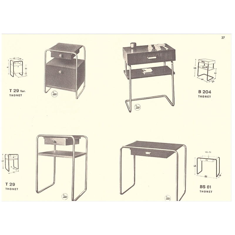 Mesa auxiliar tubular modernista vintage, 1930