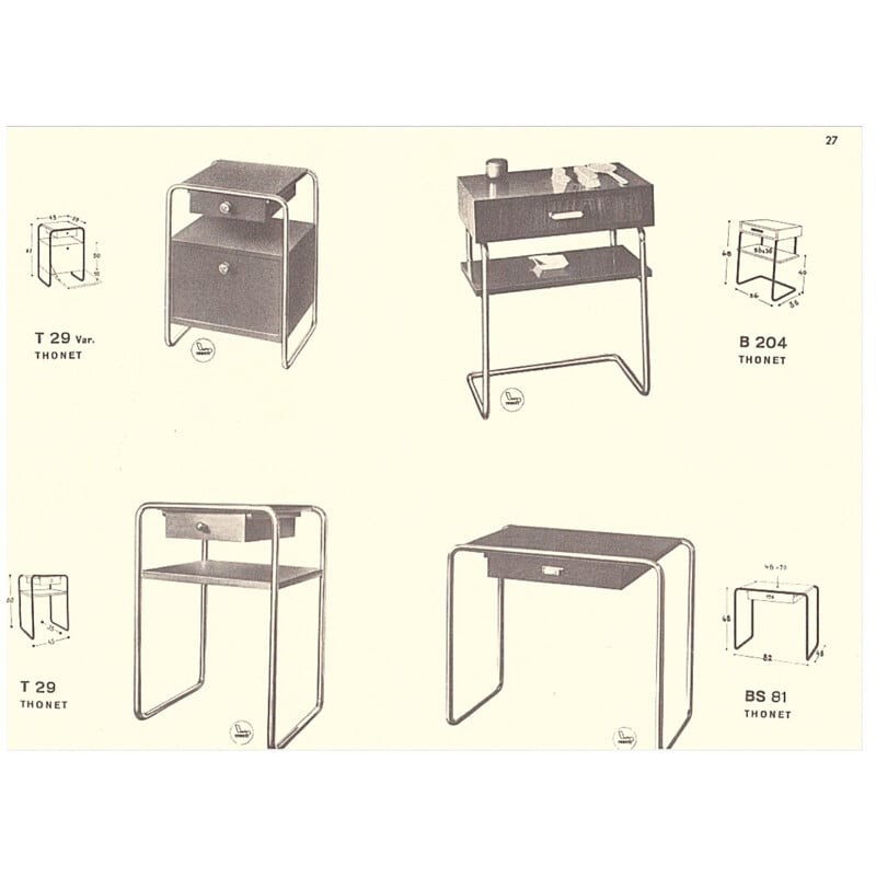 Table d'appoint tubulaire vintage moderniste, 1930