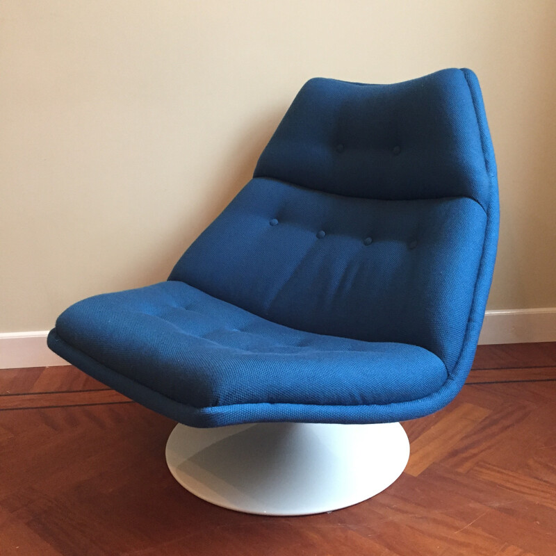 Artifort "F510" lounge chair in blue fabric, Geoffrey HARCOURT - 1960s