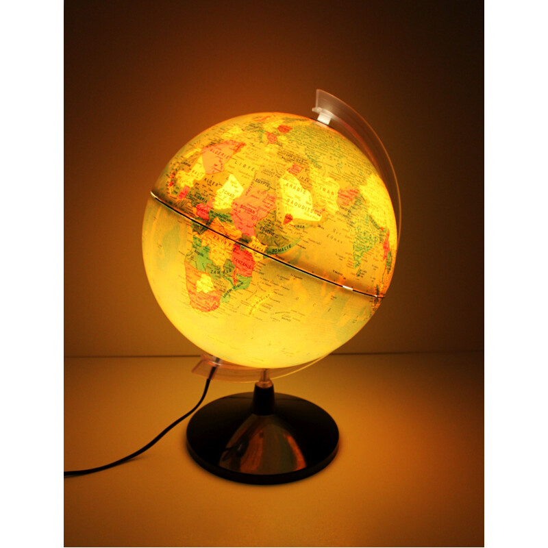 Vintage luminous globe Tecnodidattica, 1980