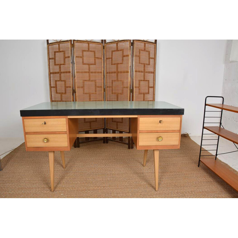 Vintage wood and melamine desk, 1960