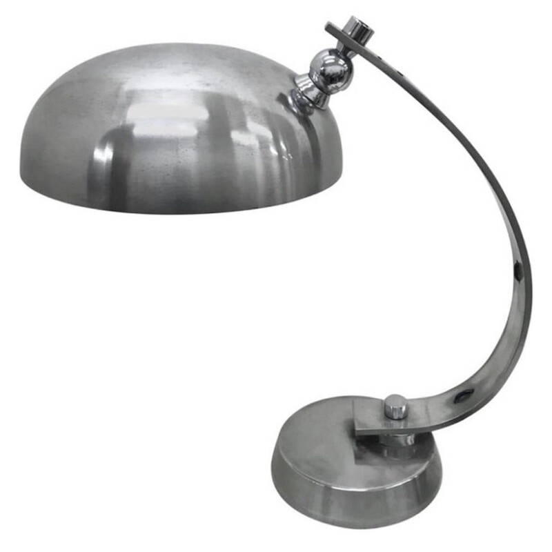 Lampe de table vintage en aluminium de l 'ère spatiale, Italie 1970