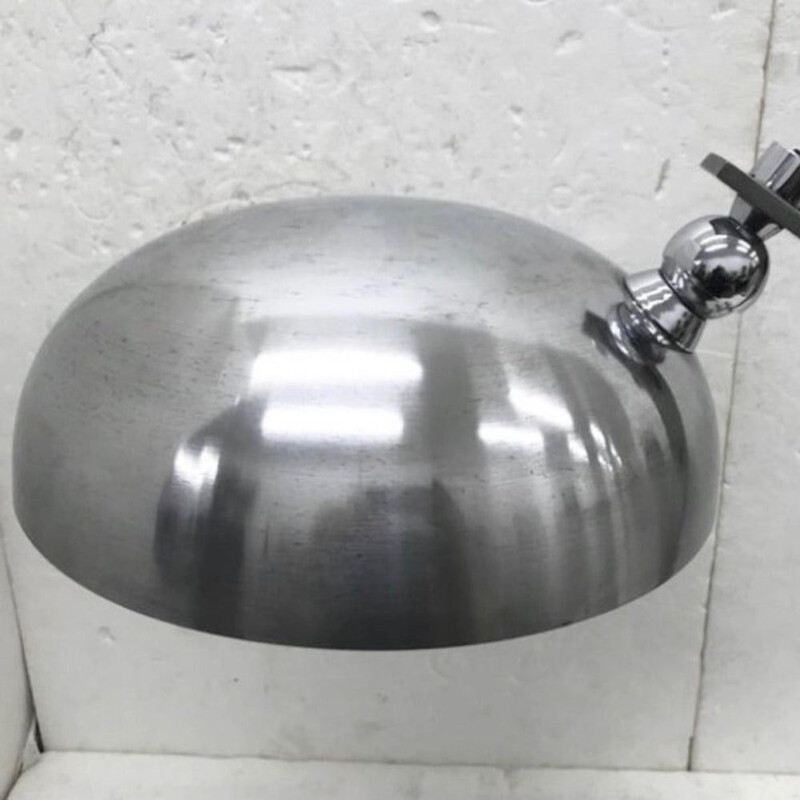 Lámpara de sobremesa vintage de aluminio de la era espacial, Italia 1970