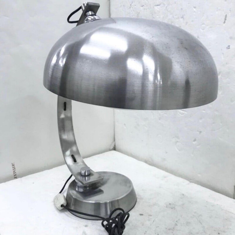 Lampada da tavolo vintage in alluminio dell'era spaziale, Italia 1970