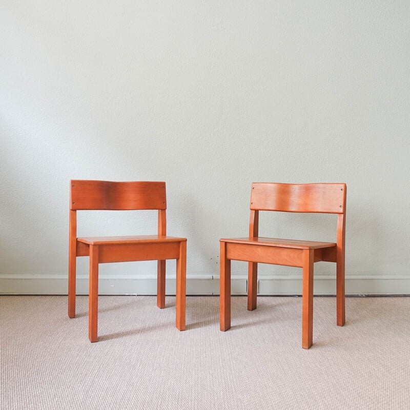 Pair of vintage school chairs Sena by António Sena da Silva for Móveis Olaio, 1972