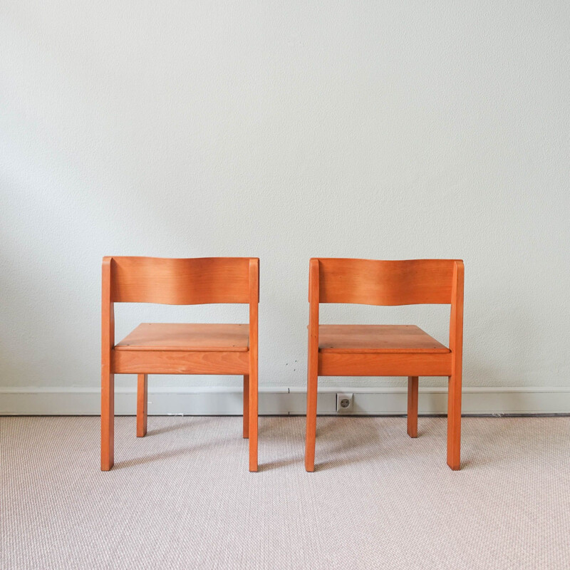 Pair of vintage school chairs Sena by António Sena da Silva for Móveis Olaio, 1972