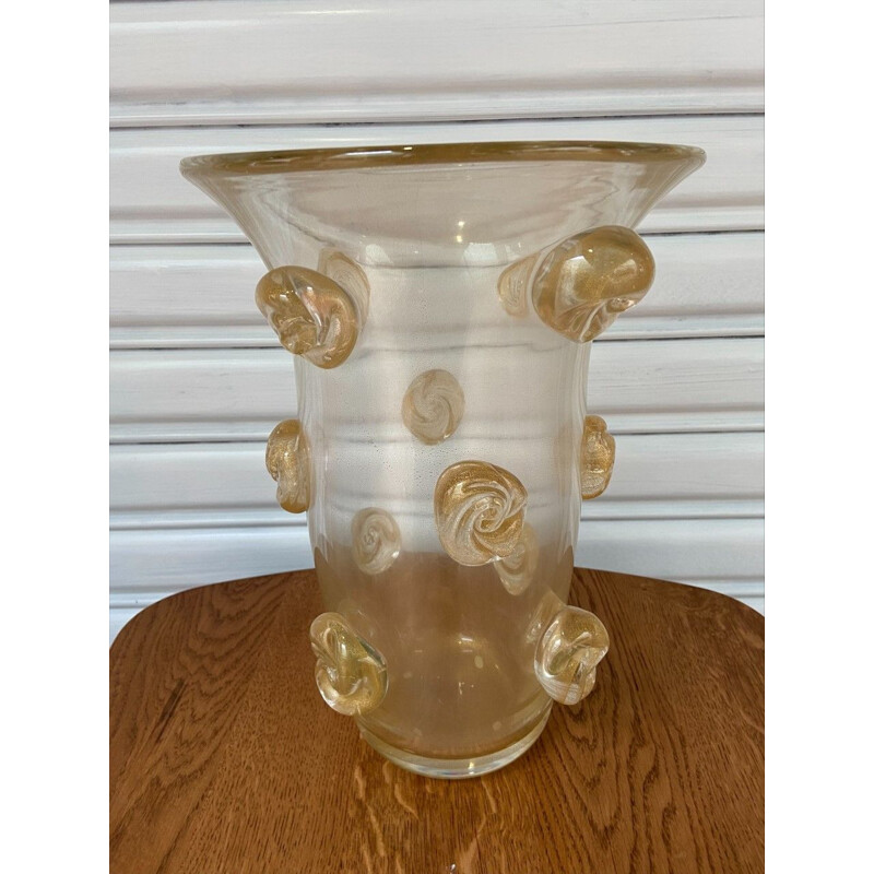 Vase vintage en verre de Murano par Toso, 1980