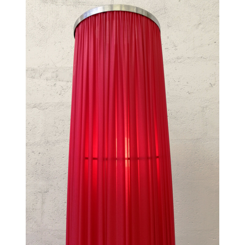 Vintage-Lichtsäule aus rotem Plissee-Stoff