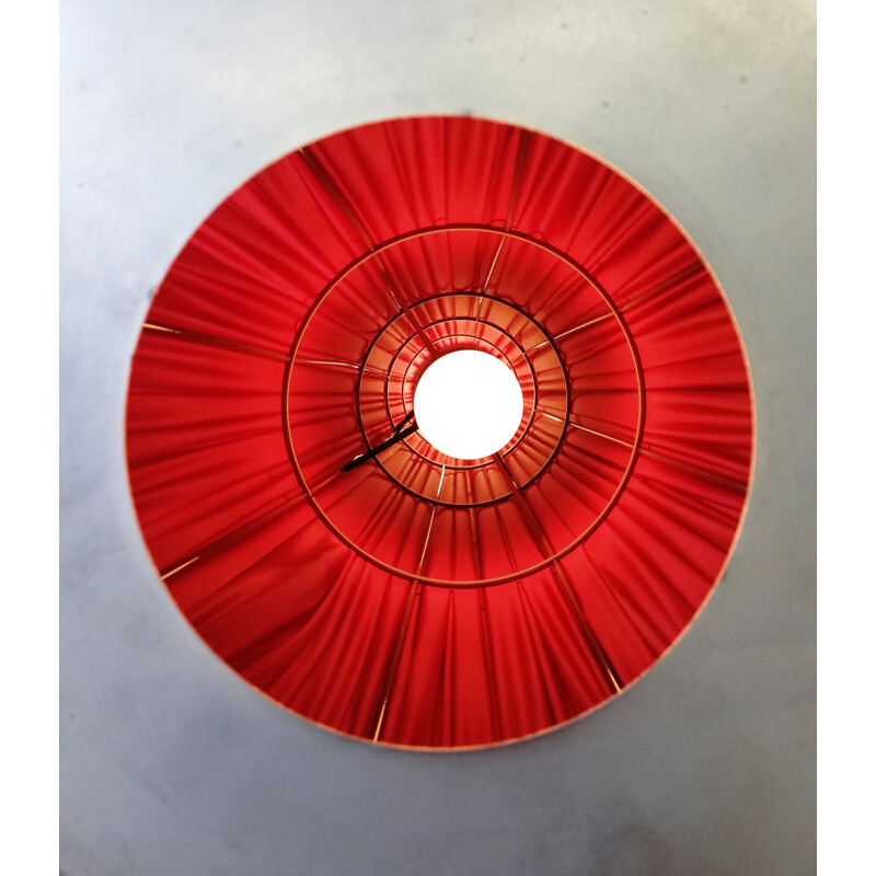 Vintage light column in red pleated fabric