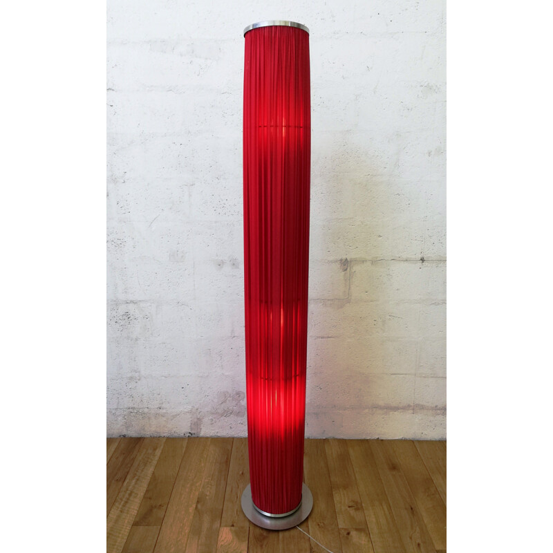 Vintage light column in red pleated fabric