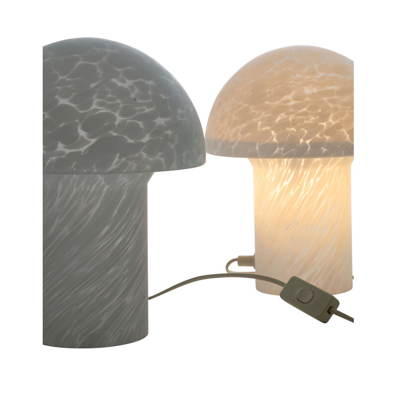 Paar vintage paddestoellampen Glas Eckert