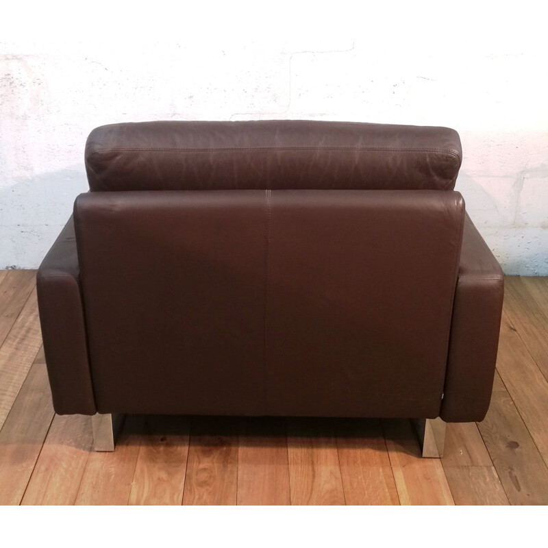 Vintage brown leather lounge chair Cor