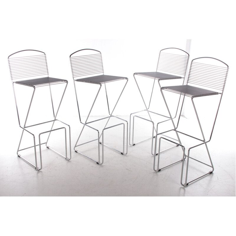 Set of 4 vintage bar stools by Till Behrens for Schlubach, 1980