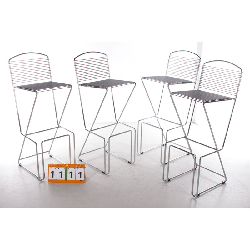 Set of 4 vintage bar stools by Till Behrens for Schlubach, 1980