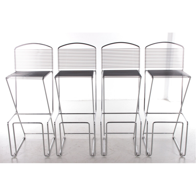 Set of 4 vintage bar stools by Till Behrens for Schlubach, 1980
