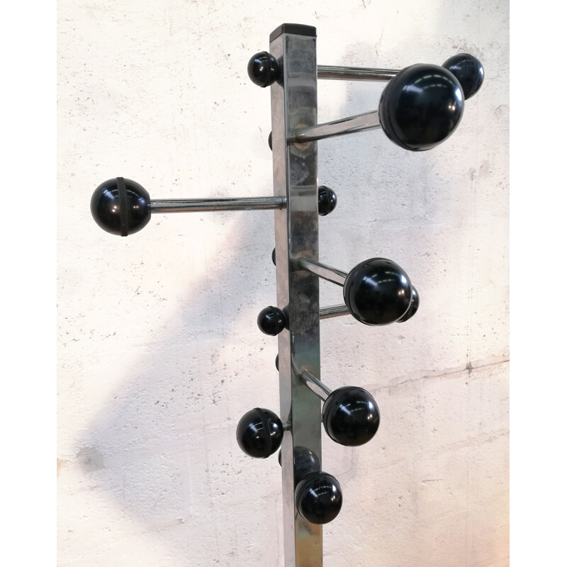 Vintage industrial metal and plastic coat rack