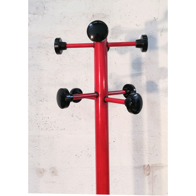 Vintage red metal coat rack