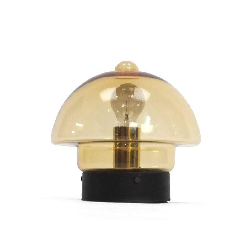 Vintage yellow glass ceiling lamp, 1960s