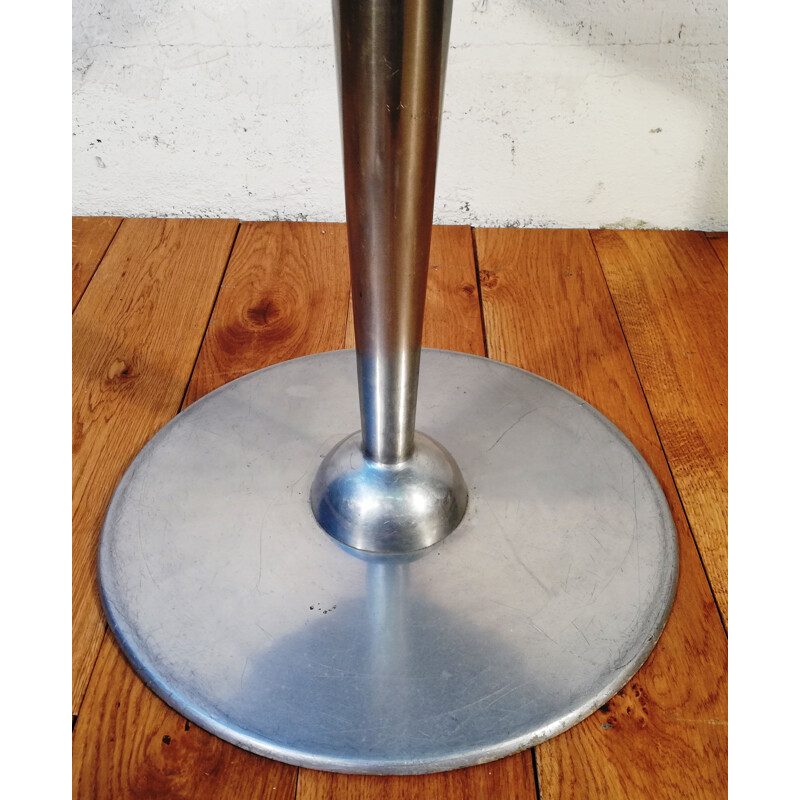 Vintage hop pedestal table in black granite and chrome aluminum by Wittmann