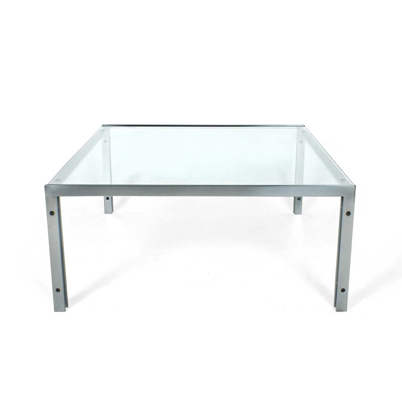 Vintage glass coffee table by Hank Kwint for Metaform, 1980s