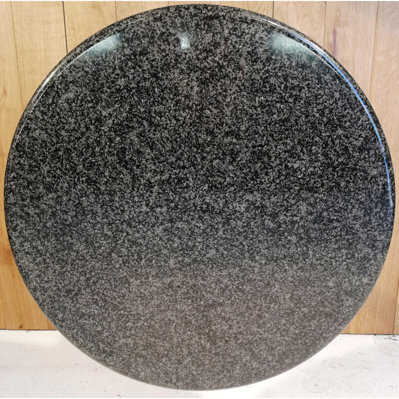 Guéridon vintage hop en granit noir et en aluminium chromé par Wittmann