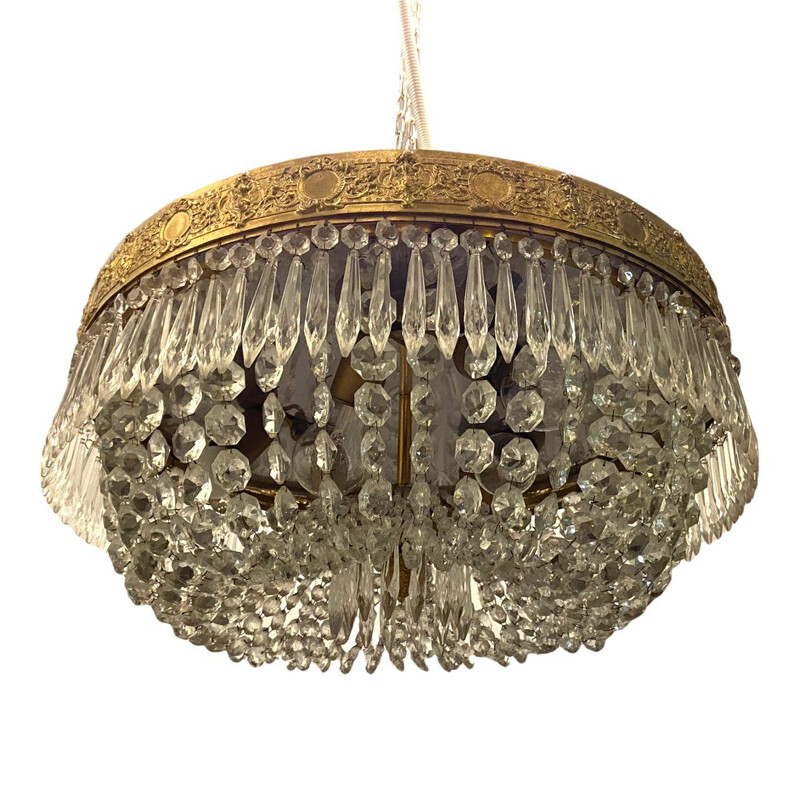 Vintage Italian crystal pendant lamp