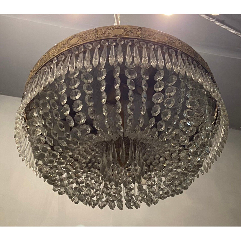 Vintage Italian crystal pendant lamp