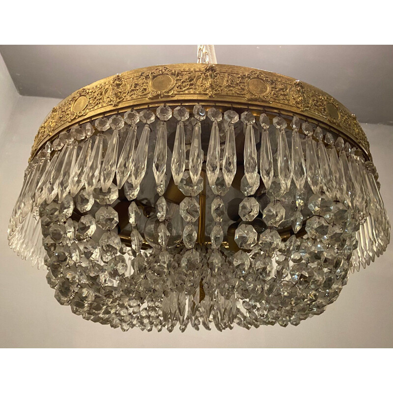 Vintage Italian crystal pendant lamp