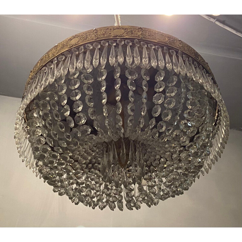 Vintage Italian crystal pendant lamp