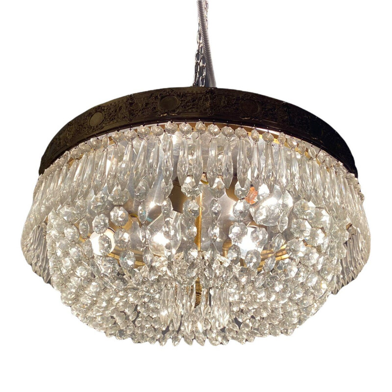 Vintage Italian crystal pendant lamp