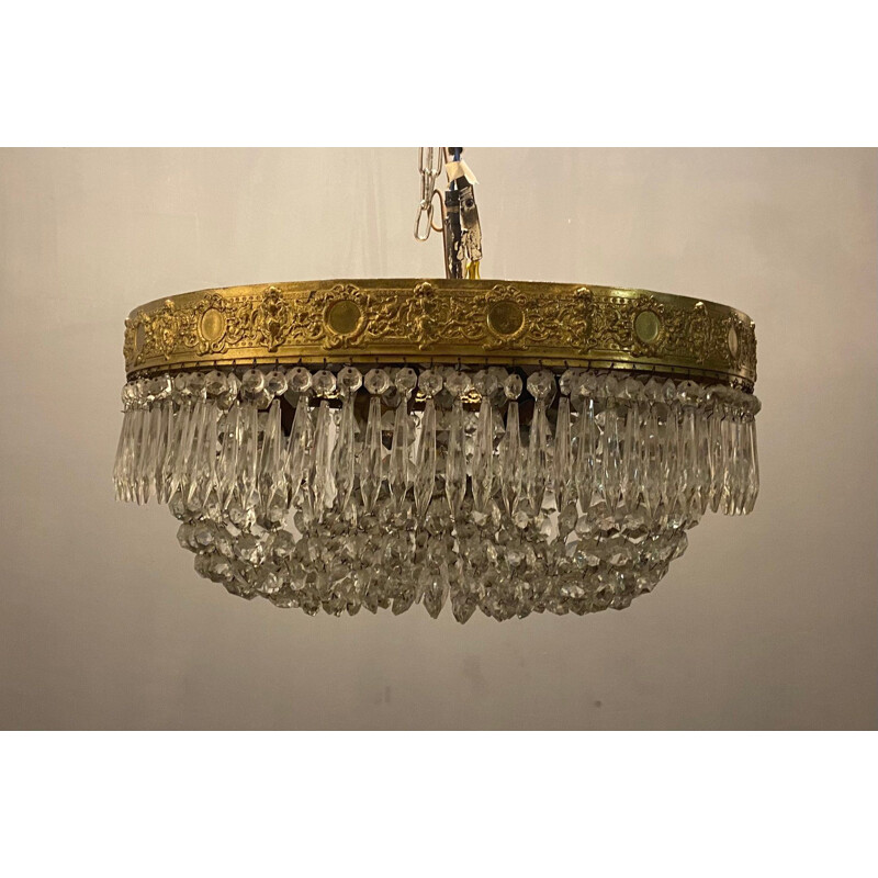 Vintage Italian crystal pendant lamp