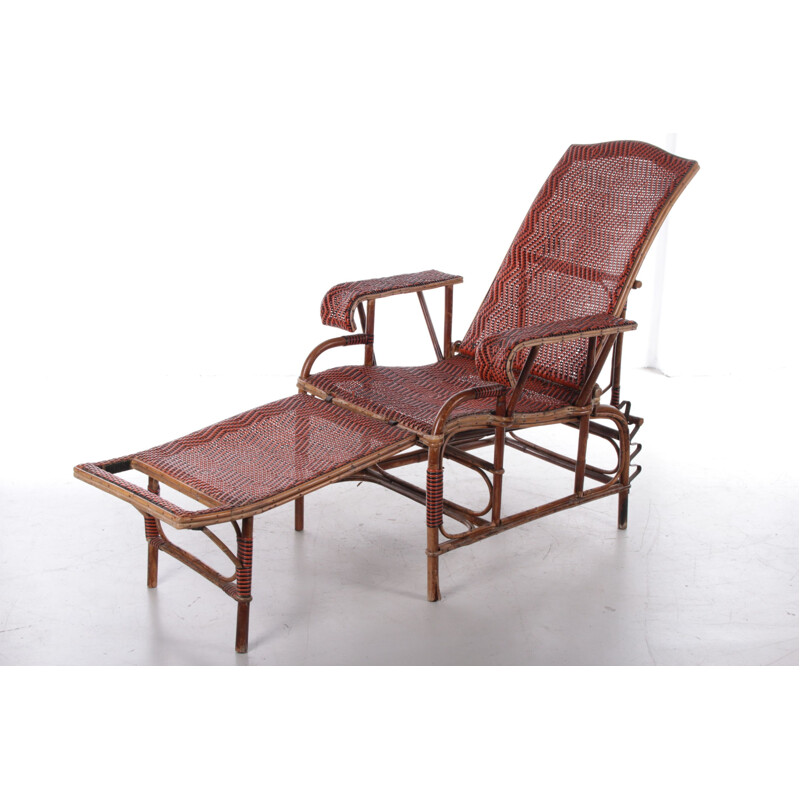 Vintage rattan and bamboo lounge chair, 1960s