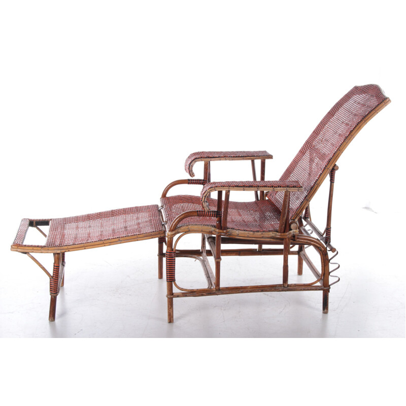 Vintage rattan e cadeira de bambu, 1960