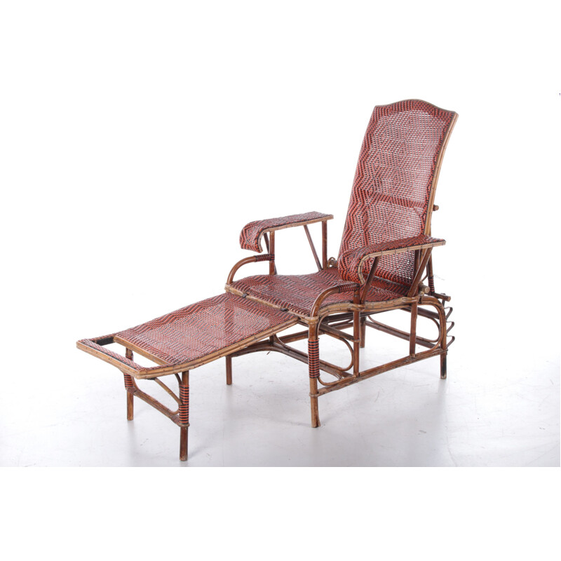 Vintage rattan and bamboo lounge chair, 1960s