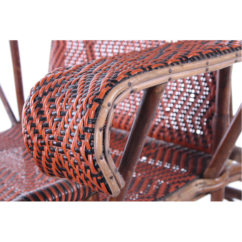 Vintage rattan and bamboo lounge chair, 1960s