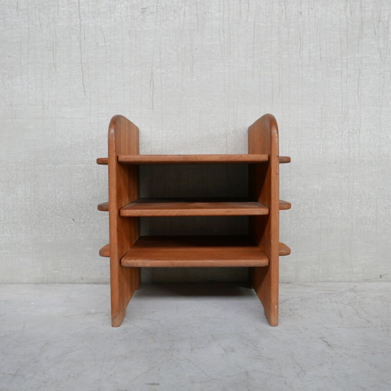 Vintage Brutalist shelf in oak, Belgium 1970