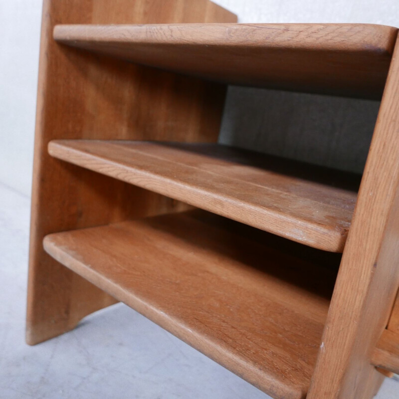 Vintage Brutalist shelf in oak, Belgium 1970