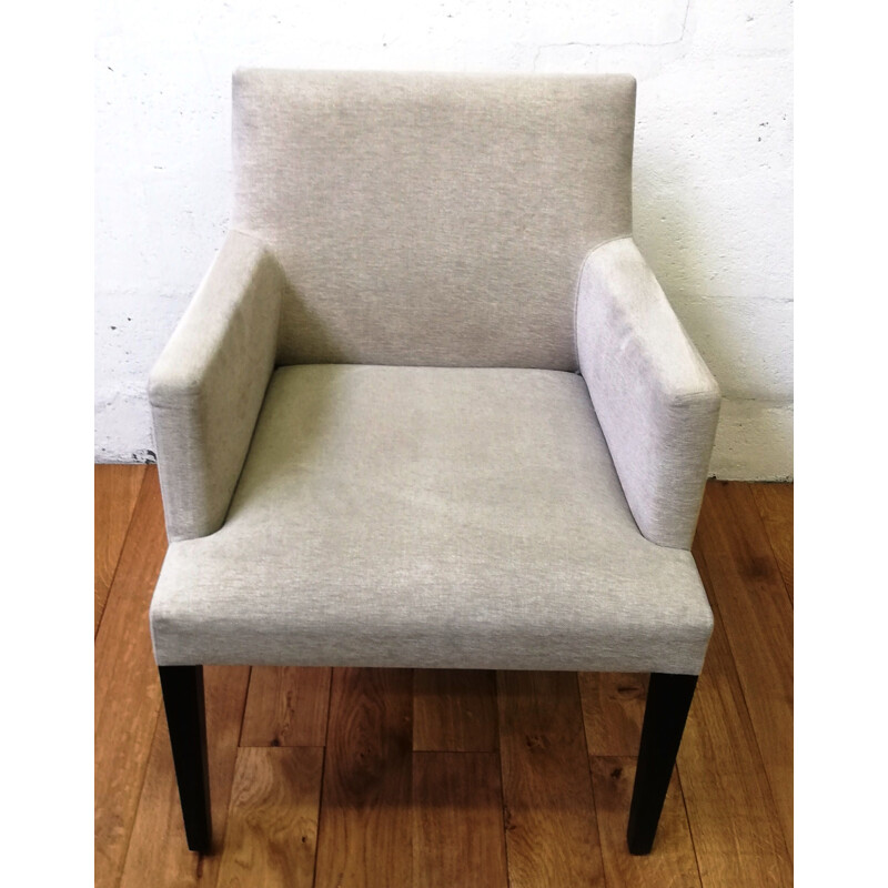 Vintage Anna armchair in solid wood and grey fabric