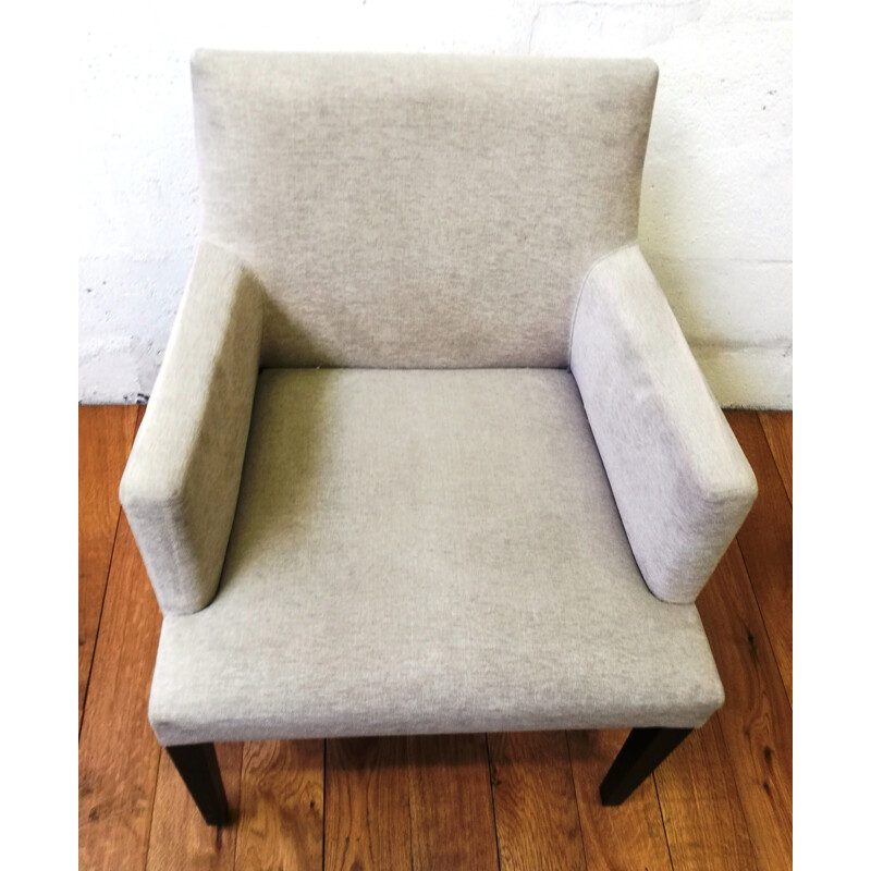 Vintage Anna armchair in solid wood and grey fabric