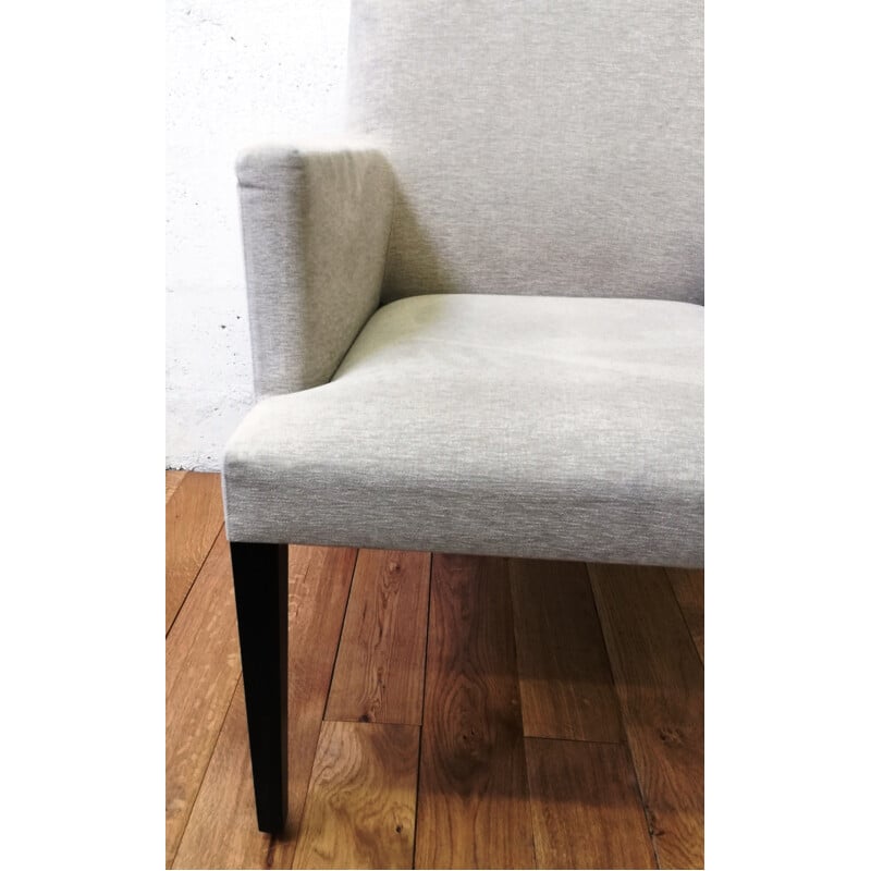 Vintage Anna armchair in solid wood and grey fabric