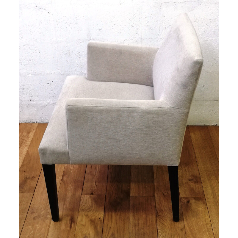 Vintage Anna armchair in solid wood and grey fabric