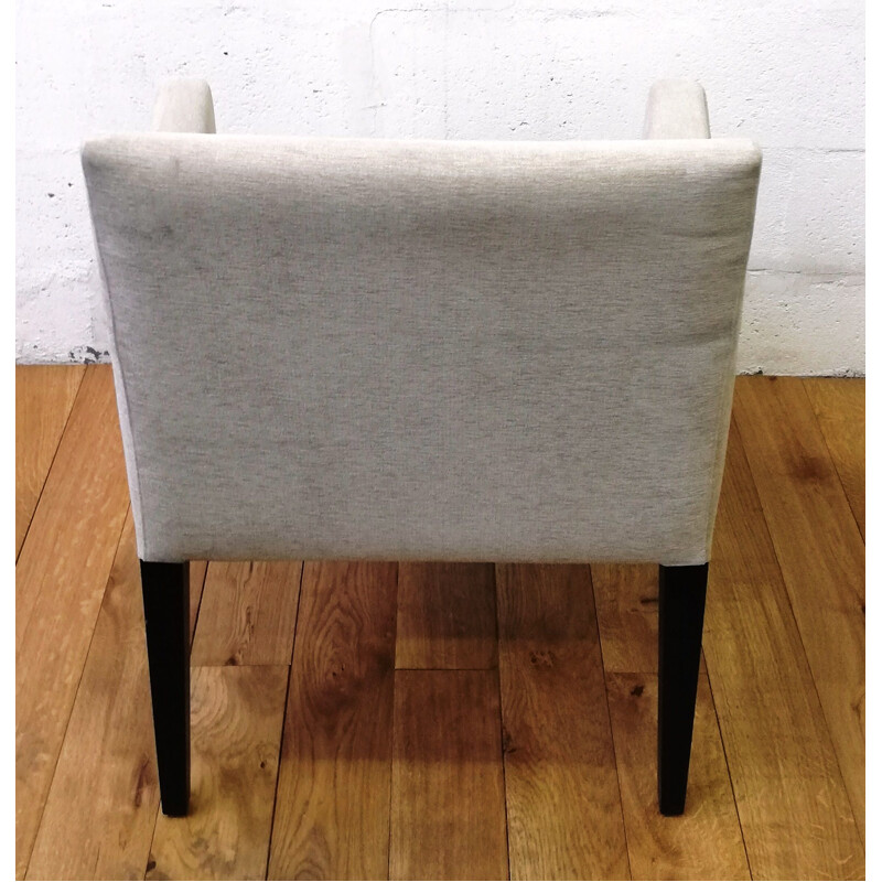 Vintage Anna armchair in solid wood and grey fabric