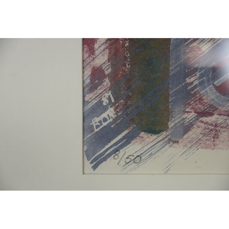 Lithographie vintage en couleur, 1981