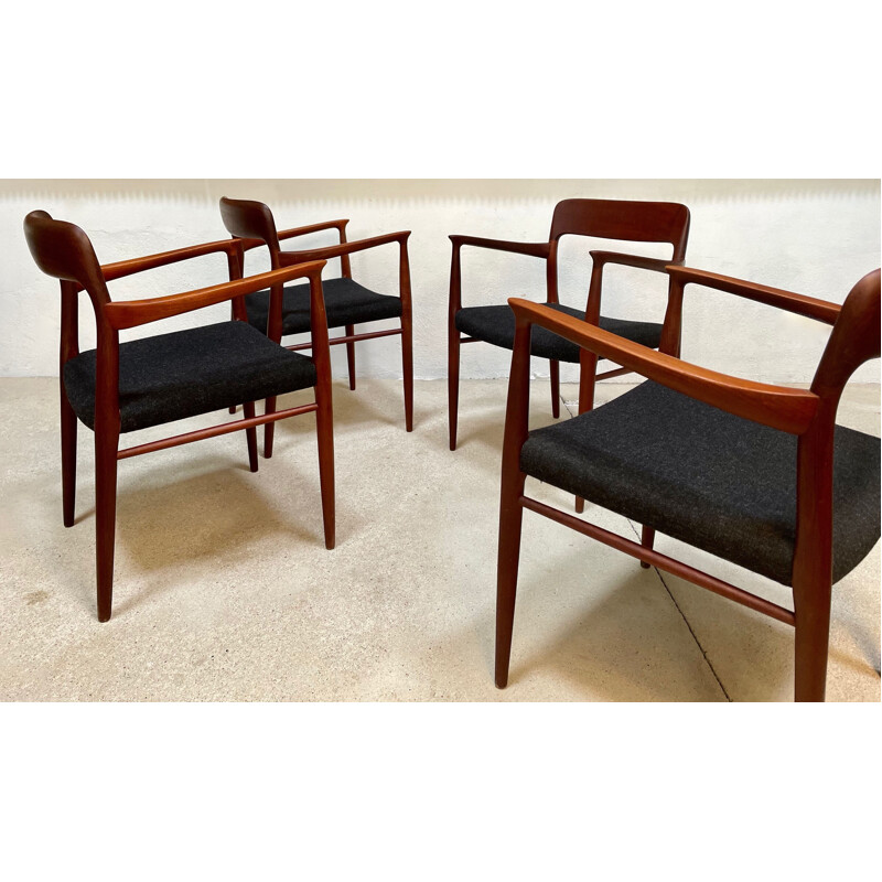 Set of 4 Danish vintage teak armchairs by Niels Otto Møller for J.l. Møllers, 1954