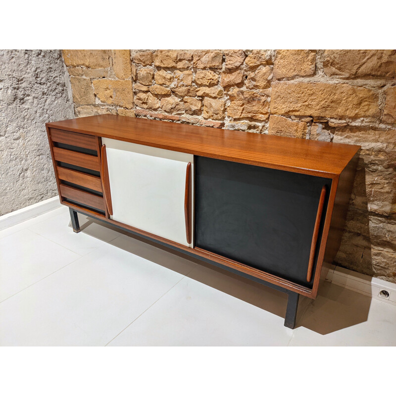 Vintage Cansado mahogany sideboard with drawers by Charlotte Perriand for Steph Simon, 1960